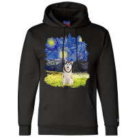 Starry Night Impressionist   Dog Art Alaskan Malamute T Shirt Champion Hoodie | Artistshot