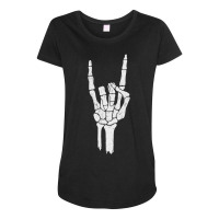 Skeleton Hand Devil Horns Rock Hand Gesture Maternity Scoop Neck T-shirt | Artistshot