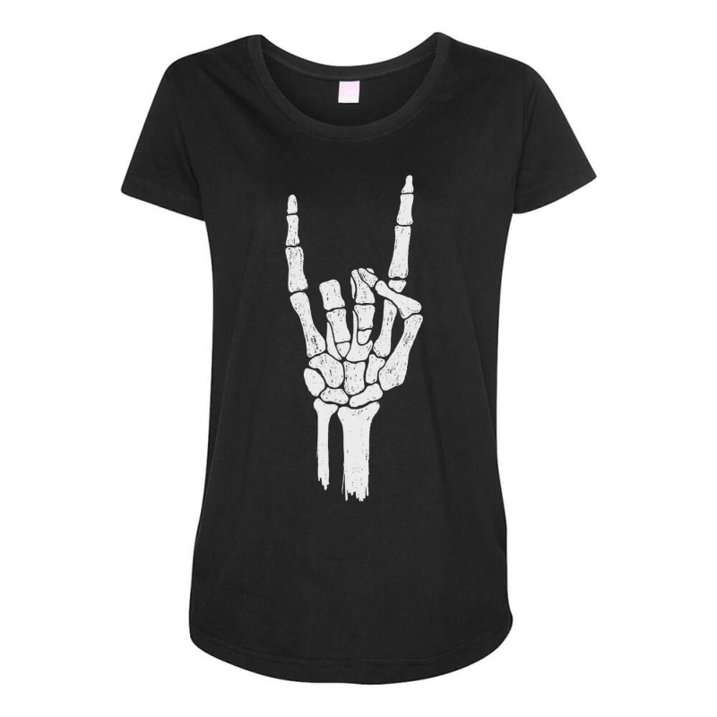 Skeleton Hand Devil Horns Rock Hand Gesture Maternity Scoop Neck T-shirt by cm-arts | Artistshot