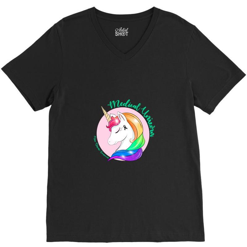 Medical Unicorn Rare Disease Awareness V-Neck Tee by NicholasRoberson | Artistshot