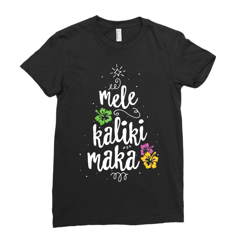 Mele Kalikimaka Christmas Tree Hawaiian Hawaii Xmas Ladies Fitted T-Shirt by cm-arts | Artistshot