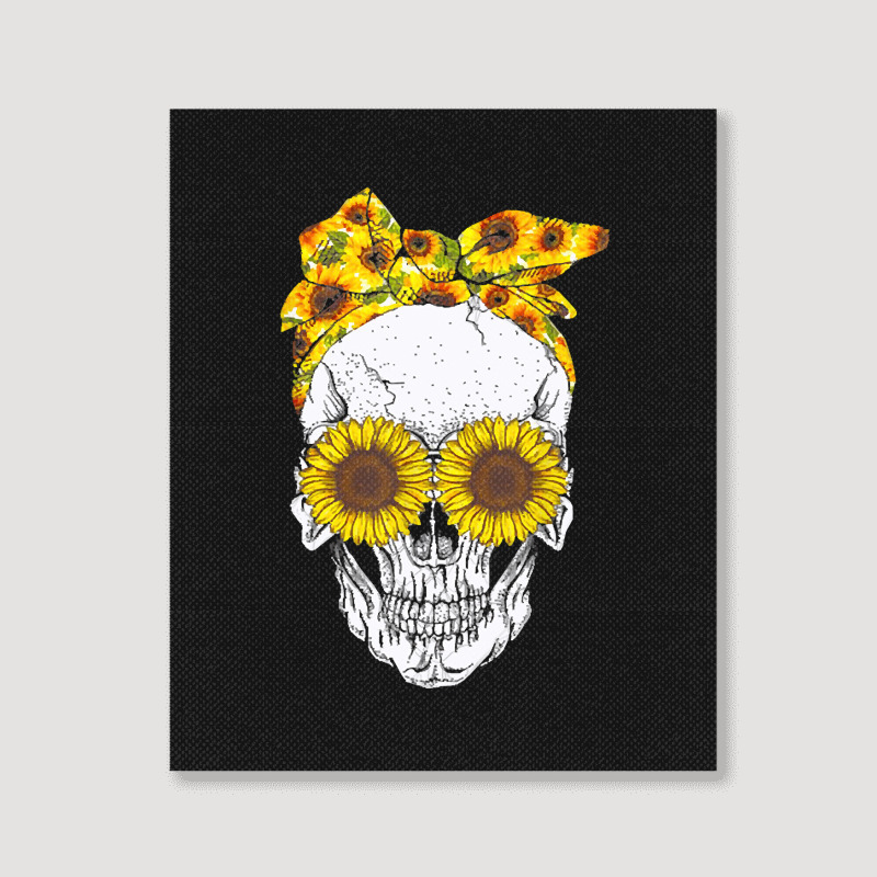 Skull Sunflower, Skull Sunflower Vintage, Skull Sunflower Art, Skull S Portrait Canvas Print | Artistshot