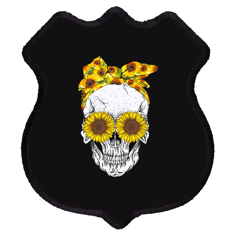 Skull Sunflower, Skull Sunflower Vintage, Skull Sunflower Art, Skull S Shield Patch | Artistshot