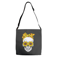 Skull Sunflower, Skull Sunflower Vintage, Skull Sunflower Art, Skull S Adjustable Strap Totes | Artistshot