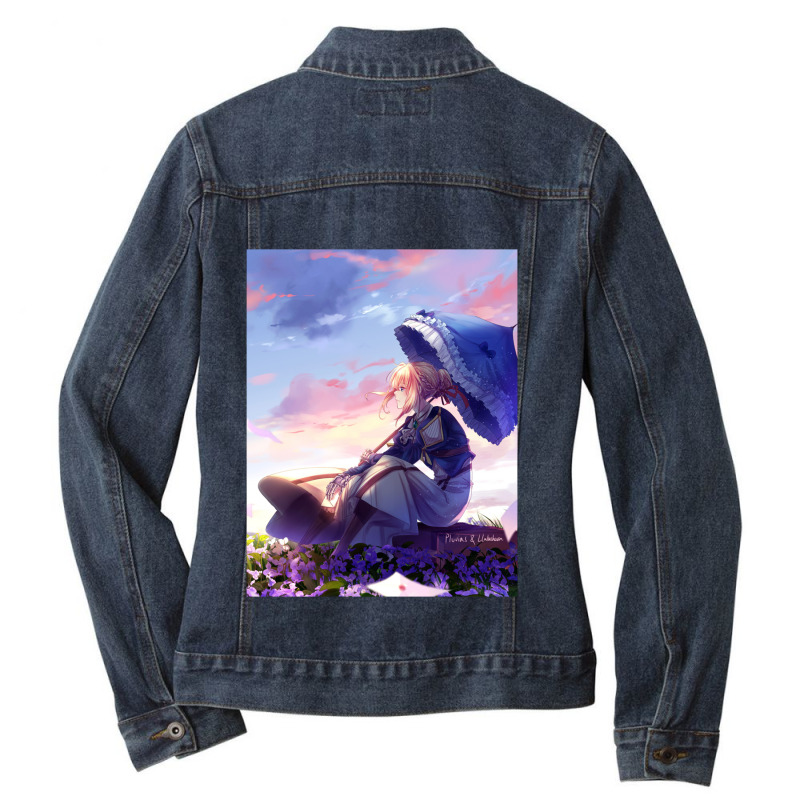 Violet Evergarden Kimi No Na Wa Violet Evergarden Parasol Violet Everg Ladies Denim Jacket by JESUSELIZALDE | Artistshot