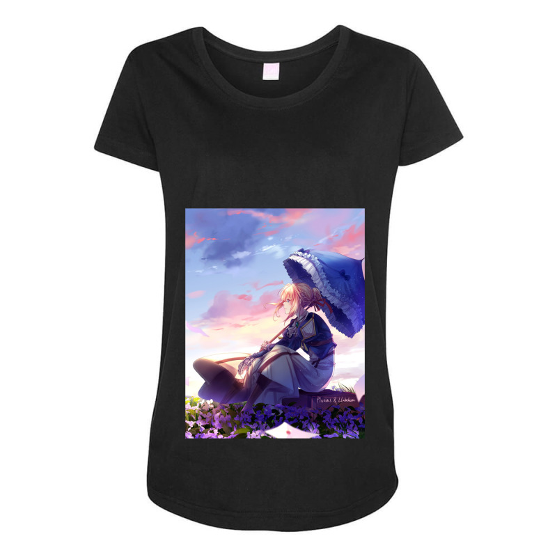 Violet Evergarden Kimi No Na Wa Violet Evergarden Parasol Violet Everg Maternity Scoop Neck T-shirt by JESUSELIZALDE | Artistshot