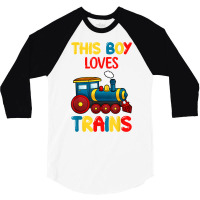 This Boy Loves Trains Locomotives And Wagon! Kid Boys Train T Shirt 3/4 Sleeve Shirt | Artistshot