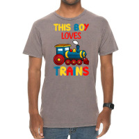 This Boy Loves Trains Locomotives And Wagon! Kid Boys Train T Shirt Vintage T-shirt | Artistshot