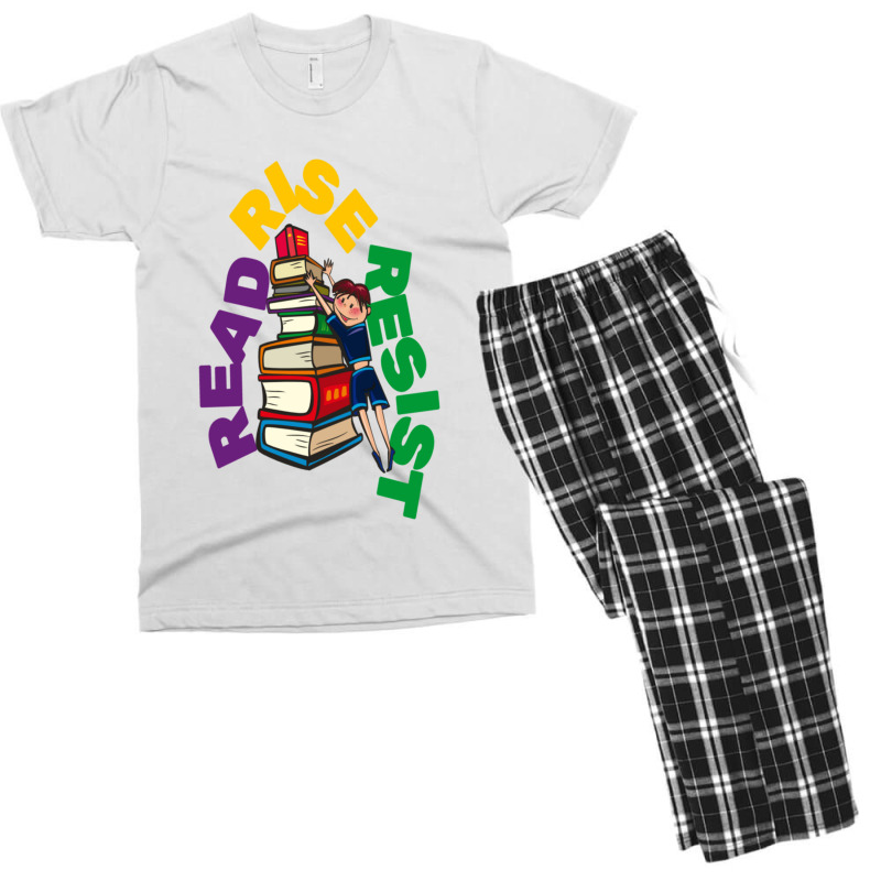 Read Rise Resist Girl With Books Men's T-shirt Pajama Set | Artistshot