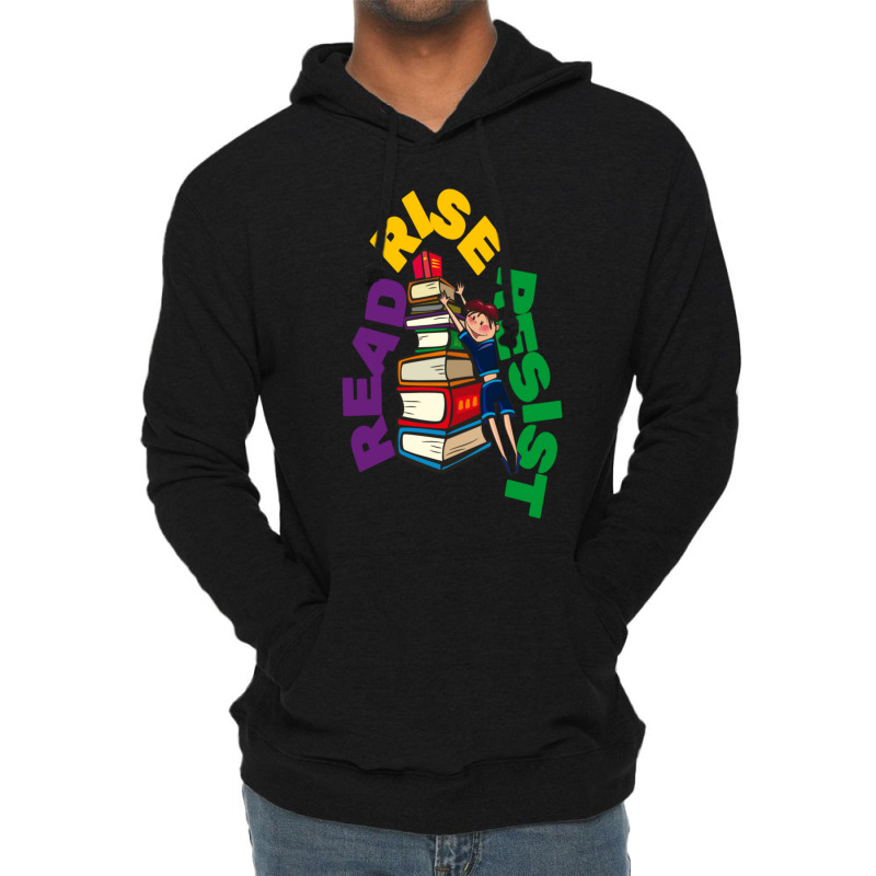 Read Rise Resist Girl With Books Lightweight Hoodie | Artistshot