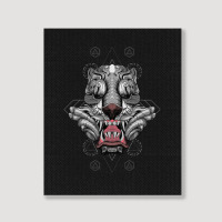 Tiger Head Vector Illustration, Tiger's Ferocious Head, Tiger's Fearso Portrait Canvas Print | Artistshot