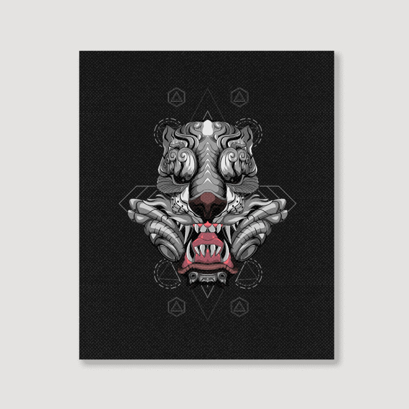 Tiger Head Vector Illustration, Tiger's Ferocious Head, Tiger's Fearso Portrait Canvas Print | Artistshot