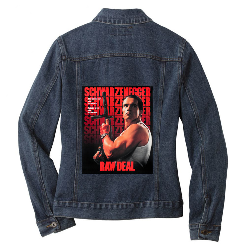 Arnold Man Schwarzenegger Raw Deal Poster Ladies Denim Jacket by SamuelIxcamparic | Artistshot