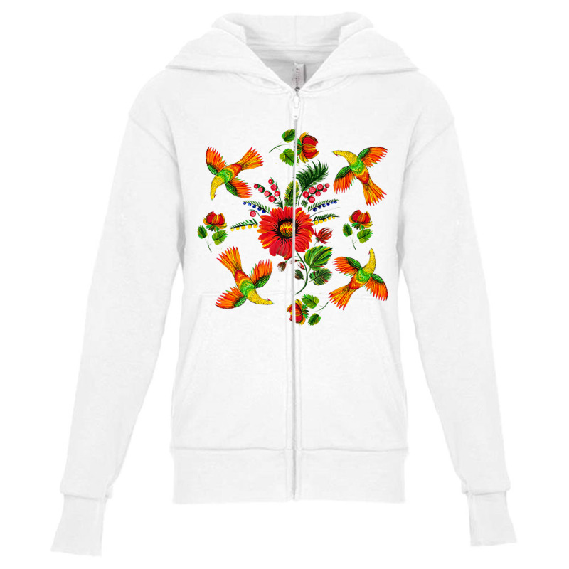 Slavic Colorful Birds, Flowers Petrykivka Painting Ethnical Premium T Youth Zipper Hoodie by cm-arts | Artistshot