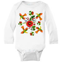 Slavic Colorful Birds, Flowers Petrykivka Painting Ethnical Premium T Long Sleeve Baby Bodysuit | Artistshot