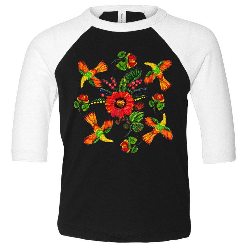 Slavic Colorful Birds, Flowers Petrykivka Painting Ethnical Premium T Toddler 3/4 Sleeve Tee by cm-arts | Artistshot