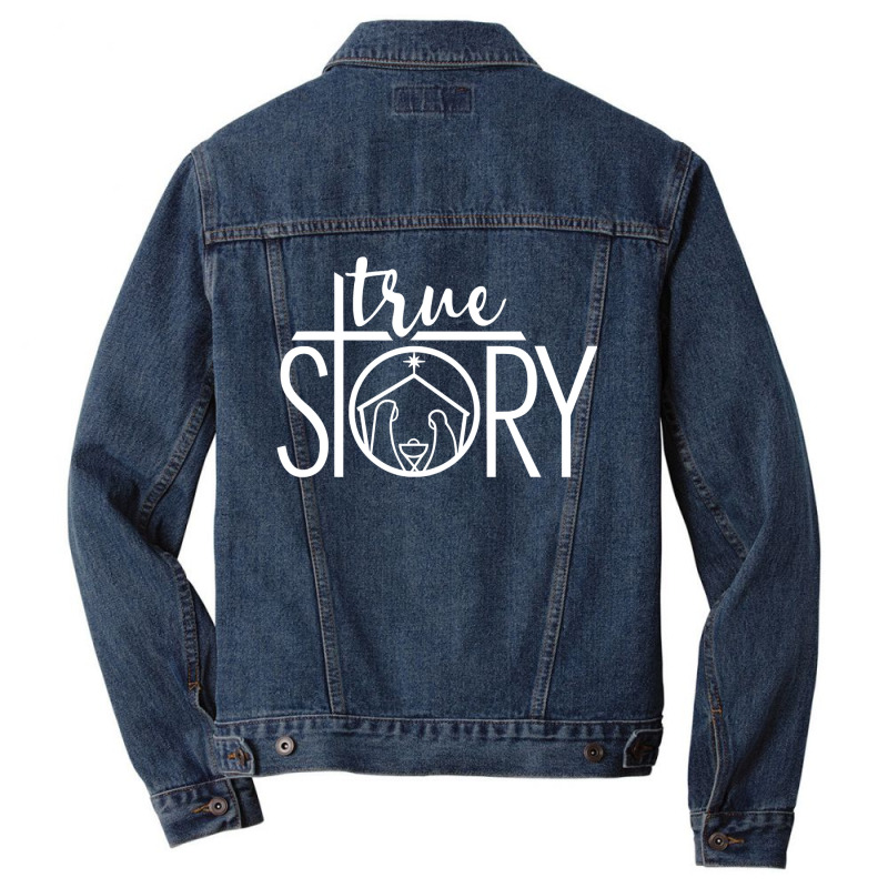 Christian True Story Christmas Nativity Baby Jesus Christian Christmas Men Denim Jacket by coolquirrell | Artistshot