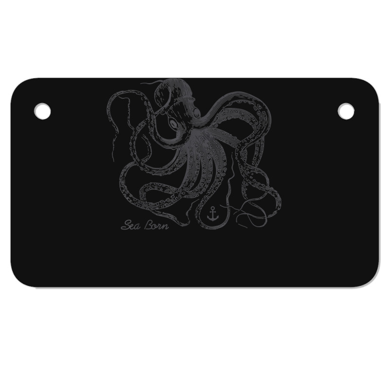 Vintage Black Octopus Marine Biologist Ocean Sea Life 5 Motorcycle License Plate | Artistshot