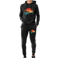 Retro Acoustic Guitar Lake Sunset Guitarist Music Lover Hoodie & Jogger Set | Artistshot