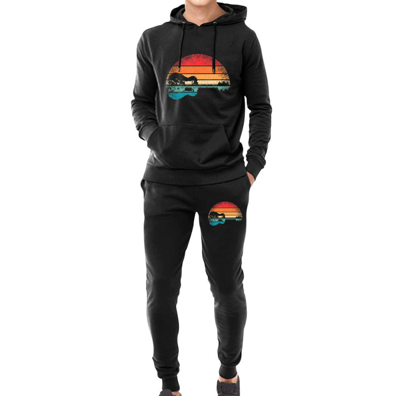 Retro Acoustic Guitar Lake Sunset Guitarist Music Lover Hoodie & Jogger set by Kosdapen517 | Artistshot