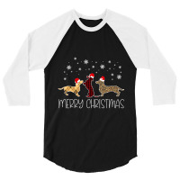 Dachshund Merry Christmas Cute Plaid Leopard Doxie Dog X-mas 3/4 Sleeve Shirt | Artistshot