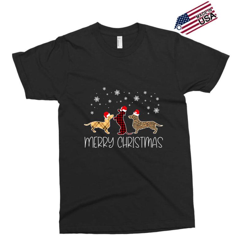 Dachshund Merry Christmas Cute Plaid Leopard Doxie Dog X-mas Exclusive T-shirt by cm-arts | Artistshot