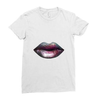 Lips Ladies Fitted T-shirt Designed By Haleyaskling