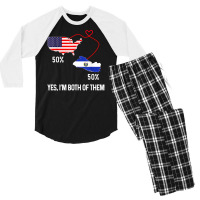 Half American Half El Salvador Flag Combined Map Salvadorian T Shirt Men's 3/4 Sleeve Pajama Set | Artistshot