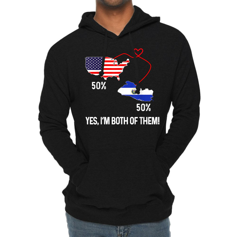 Half American Half El Salvador Flag Combined Map Salvadorian T Shirt Lightweight Hoodie by cm-arts | Artistshot