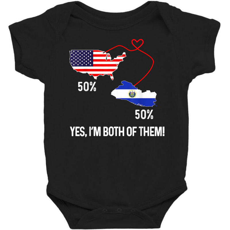 Half American Half El Salvador Flag Combined Map Salvadorian T Shirt Baby Bodysuit by cm-arts | Artistshot