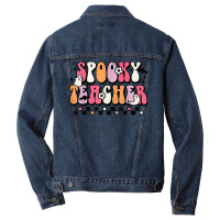 Funny Spooky Season Retro Spooky Teacher Halloween Costume T Shirt Men Denim Jacket | Artistshot