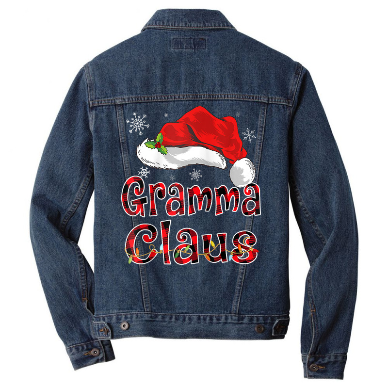 Gramma Claus Christmas Hat Red Plaid Family Group Matching Raglan Base Men Denim Jacket by naeqozhuhaso | Artistshot