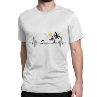 Heartbeat With Tropical Palm Trees Beach Island And Dolphin Tank Top Classic T-shirt | Artistshot