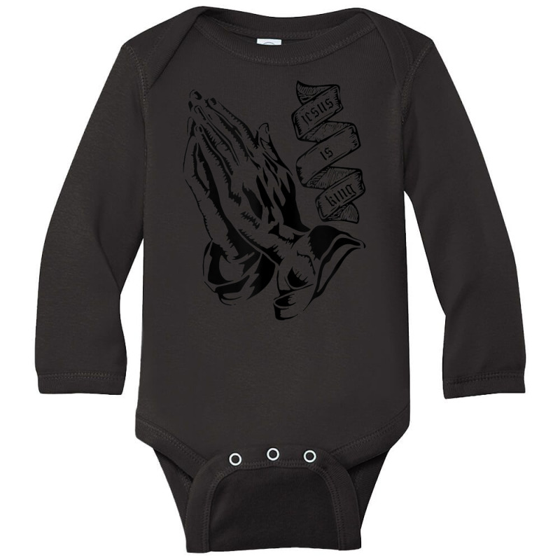 Prayer Hands Jesus Is My King Christian Religion Bible Verse Long Sleeve Baby Bodysuit by Min01 | Artistshot