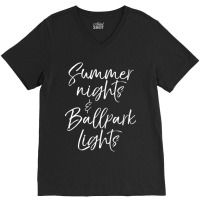 Baseball Summer Nights And Ballpark Lights V-neck Tee | Artistshot