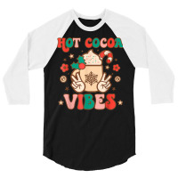 Groovy Hot Cocoa Vibes Hippie Xmas Merry Christmas Pajamas T Shirt 3/4 Sleeve Shirt | Artistshot