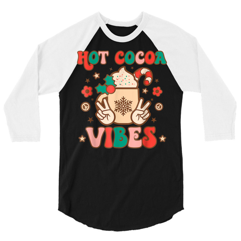 Groovy Hot Cocoa Vibes Hippie Xmas Merry Christmas Pajamas T Shirt 3/4 Sleeve Shirt by naeqozhuhaso | Artistshot