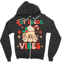 Groovy Hot Cocoa Vibes Hippie Xmas Merry Christmas Pajamas T Shirt Zipper Hoodie | Artistshot