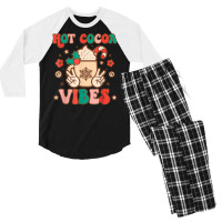 Groovy Hot Cocoa Vibes Hippie Xmas Merry Christmas Pajamas T Shirt Men's 3/4 Sleeve Pajama Set | Artistshot