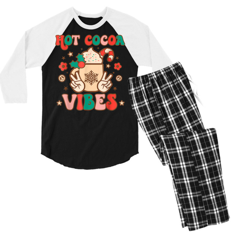 Groovy Hot Cocoa Vibes Hippie Xmas Merry Christmas Pajamas T Shirt Men's 3/4 Sleeve Pajama Set by naeqozhuhaso | Artistshot