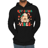 Groovy Hot Cocoa Vibes Hippie Xmas Merry Christmas Pajamas T Shirt Lightweight Hoodie | Artistshot