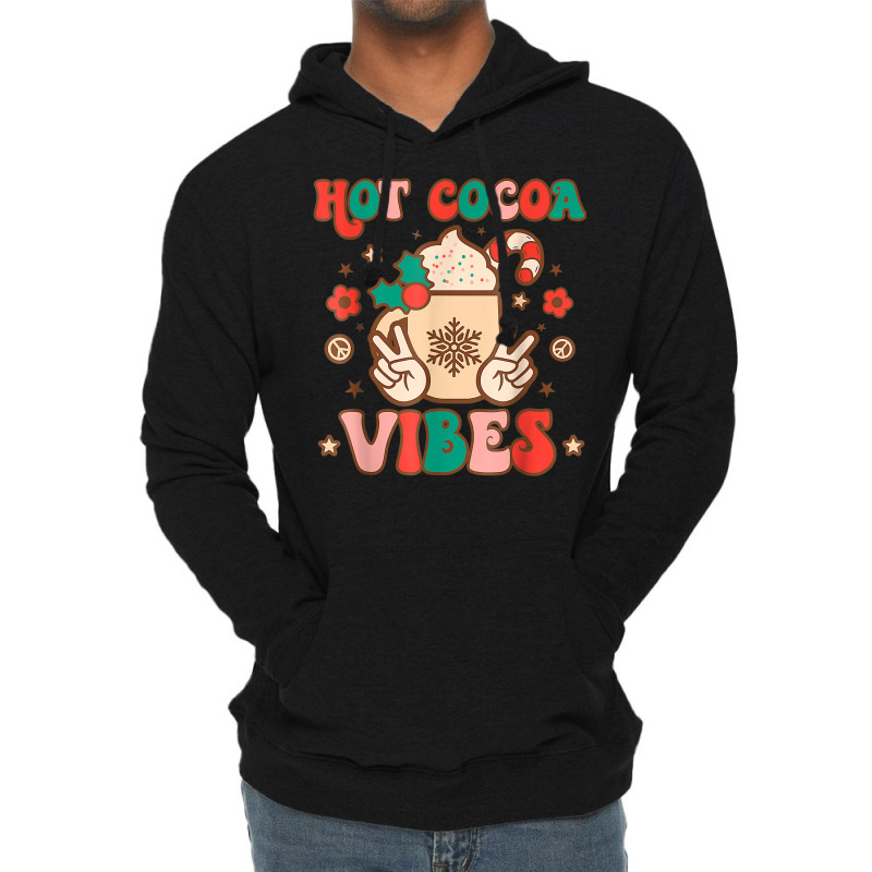 Groovy Hot Cocoa Vibes Hippie Xmas Merry Christmas Pajamas T Shirt Lightweight Hoodie by naeqozhuhaso | Artistshot