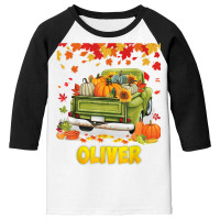 Thankful Oliver Thanksgiving Pumpkin Truck Fall Tree Blessed T Shirt Youth 3/4 Sleeve | Artistshot