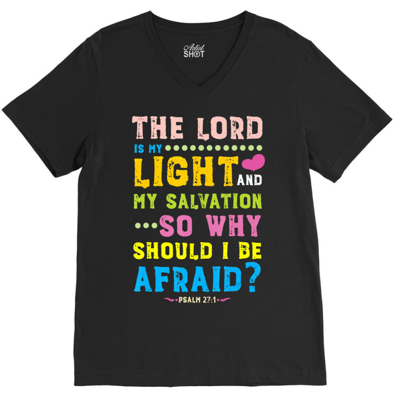 Psalm 27 1 Bible Cute Scripture Quote Kids Christian V-Neck Tee by Min01 | Artistshot