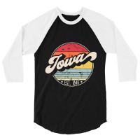 Retro Iowa Home State Ia Cool 70s Style Sunset 3/4 Sleeve Shirt | Artistshot