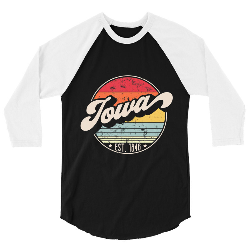 Retro Iowa Home State Ia Cool 70s Style Sunset 3/4 Sleeve Shirt | Artistshot