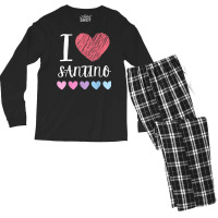 I Love Santino Personalized Name Cool Birthday Party T Shirt Men's Long Sleeve Pajama Set | Artistshot