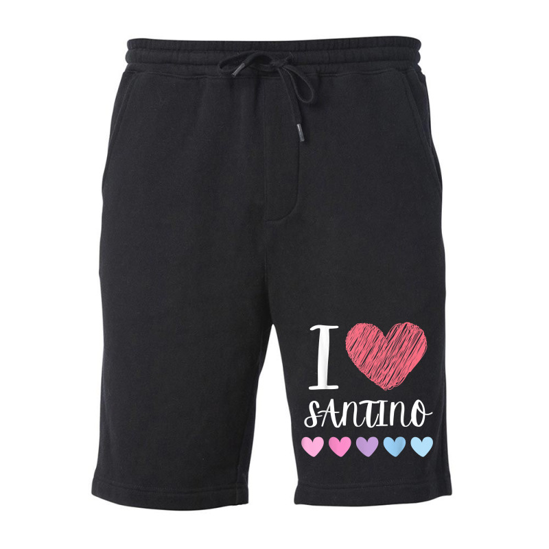 I Love Santino Personalized Name Cool Birthday Party T Shirt Fleece Short | Artistshot