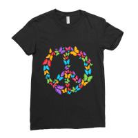 Retro Peace Love Love 60's 70's Hippie Butterflies Ladies Fitted T-shirt | Artistshot