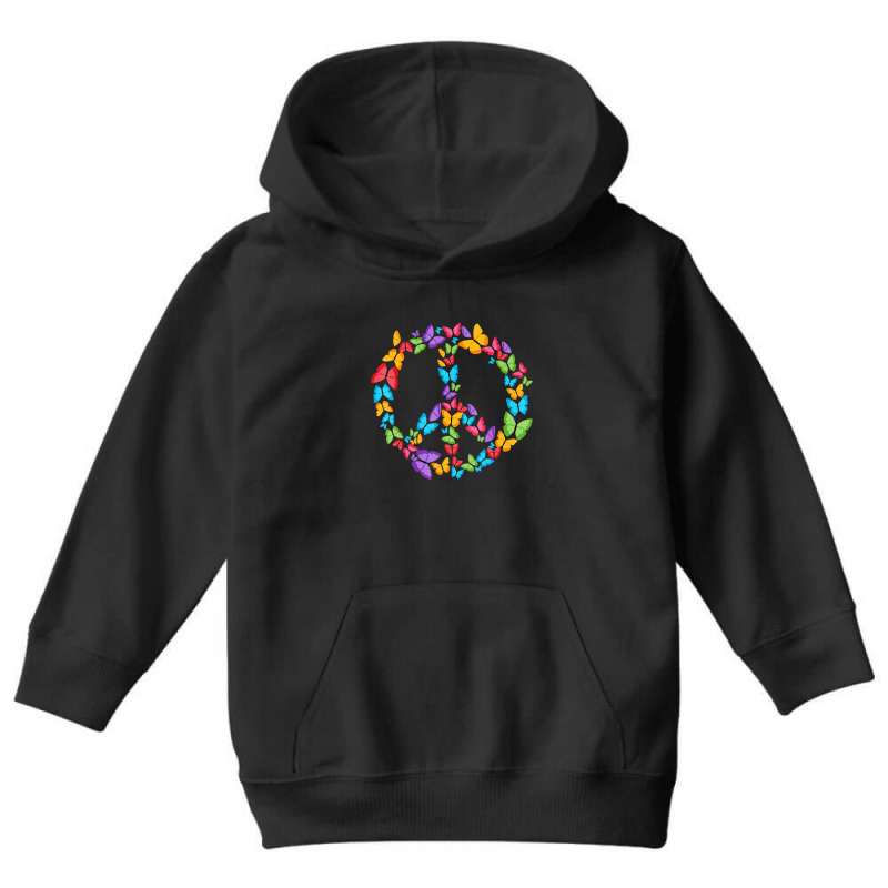 Retro Peace Love Love 60's 70's Hippie Butterflies Youth Hoodie by Kosdapen517 | Artistshot